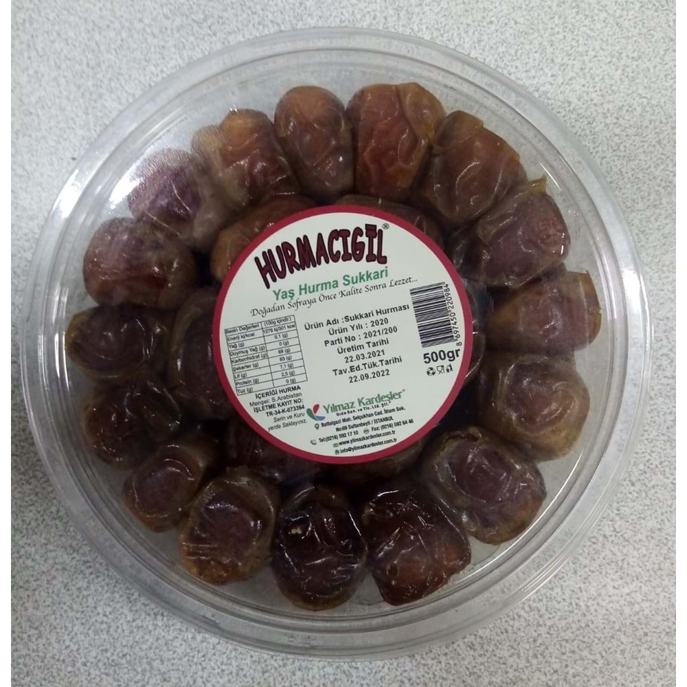 HURMA YAŞ 500GR PLS.KUTU-SUKKARİ