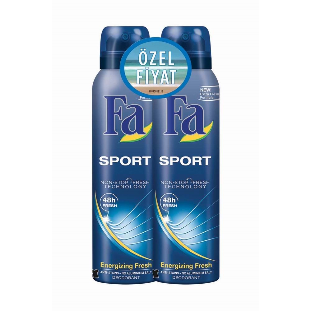 FA DEODORANT 2X150ML SPORT PEŞTEMAL HEDİYELİ