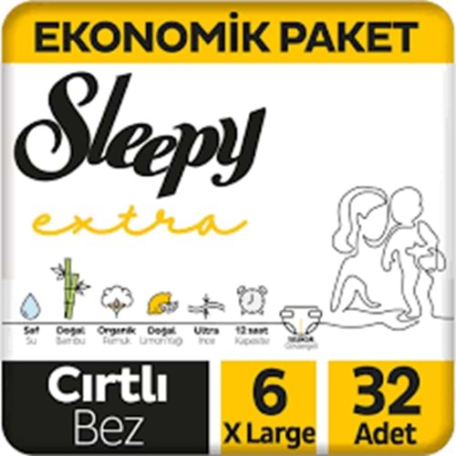 SLEEPY EXTRA İKİZ JUMBO 6NO BEBEK BEZİ 32AD X LARGE