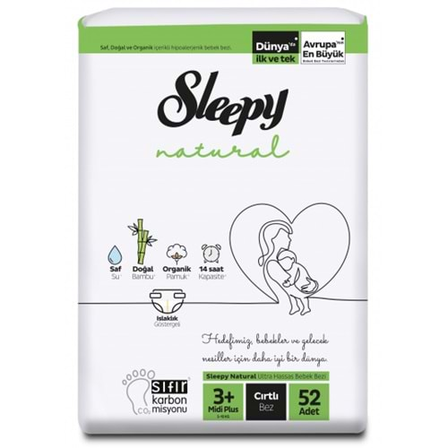 SLEEPY NATURAL İKİZ JUMBO BEBEK BEZİ 3+NO 52AD