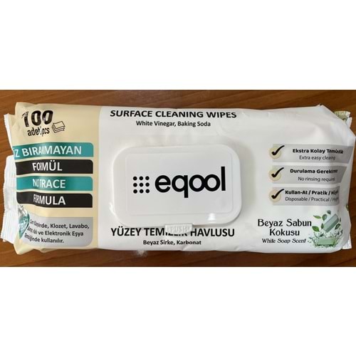 EQOOL YÜZEY TEMİZLİK HAVLU 100LÜ BEYAZ SABUN