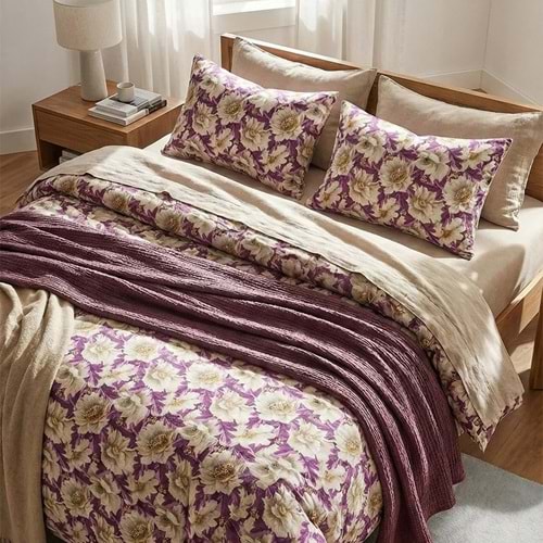 OGİ HOME NEVRESİM TKM.DESENLİ LASTİKLİ ÇARŞAFLI ÇİFT KİŞİLİK