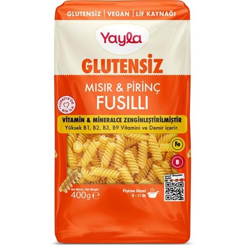 YAYLA MISIR&PİRİNÇ MAKARNA 400GR BURGU GLUTENSİZ