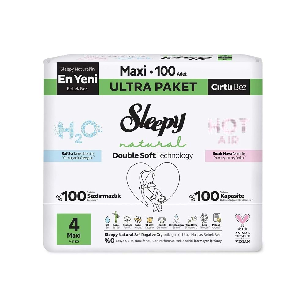 SLEEPY NATURAL 4LÜ JUMBO 4NO BEBEK BEZİ 100ADET