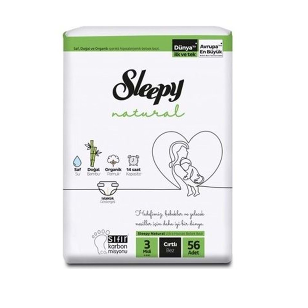 SLEEPY NATURAL İKİZ JUMBO BEBEK BEZİ 3NO 56AD