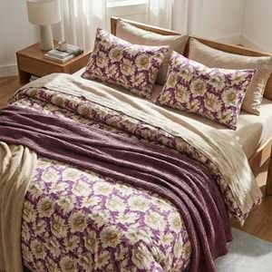 OGİ HOME NEVRESİM TKM.DESENLİ LASTİKLİ ÇARŞAFLI ÇİFT KİŞİLİK